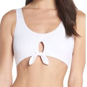 NEW Something Navy White Tie Bow Bikini Top Size Medium M Flaw Pls Read‎
